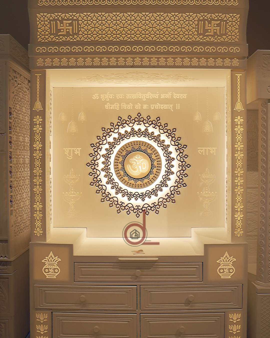 3D- Layer Om Corian Mandir with Light 11- dkoreluxe