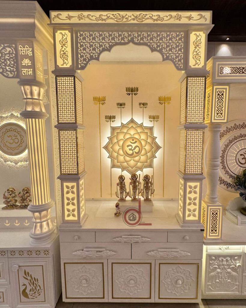 Unique corian mandir design- dkoreluxe.com